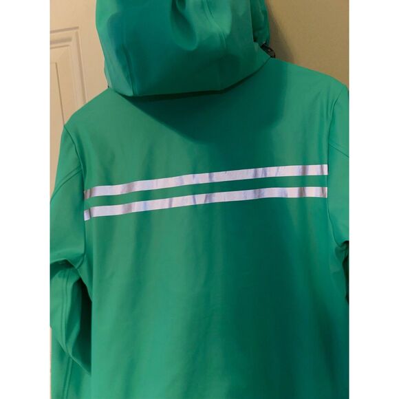Girly Girl Originals Mint Rain Coat with Reflective Stripes Over Sized Sz S - Picture 9 of 12